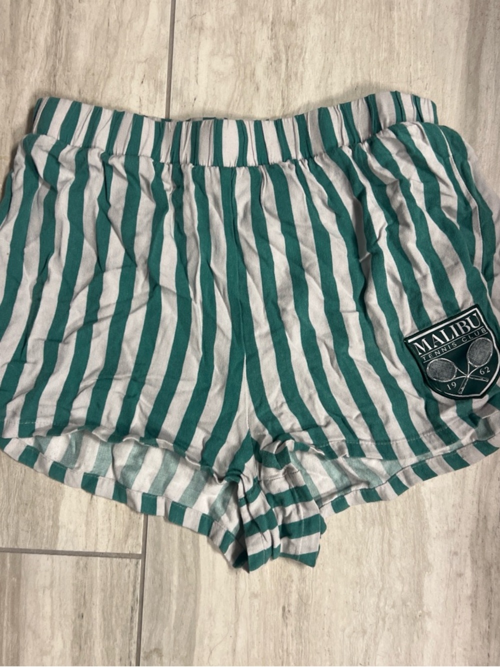Malibu Teal & White Striped Athletic Lounge Shorts